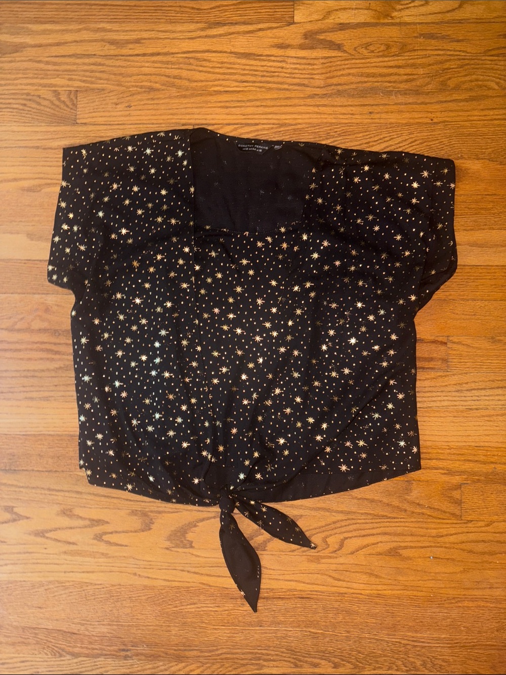Dorothy Perkins Black Crop Top with Gold Star Print